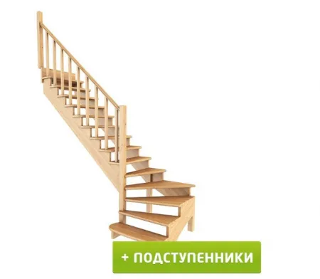 Лестница К-001м/7 с подступенками Л дуб