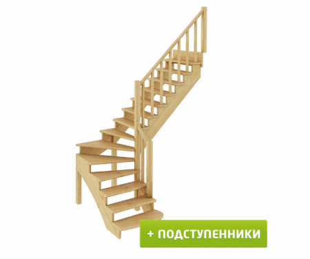 Лестница К-001м/2 с подступенками П сосна