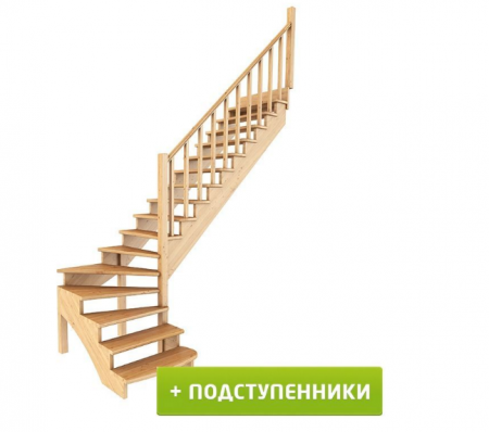 Лестница К-001м/5 с подступенками П сосна