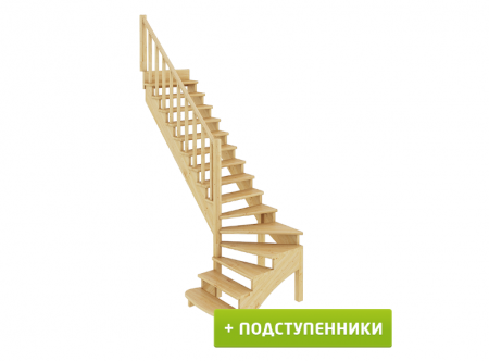Лестница К-001м/3 с подступенками Л дуб