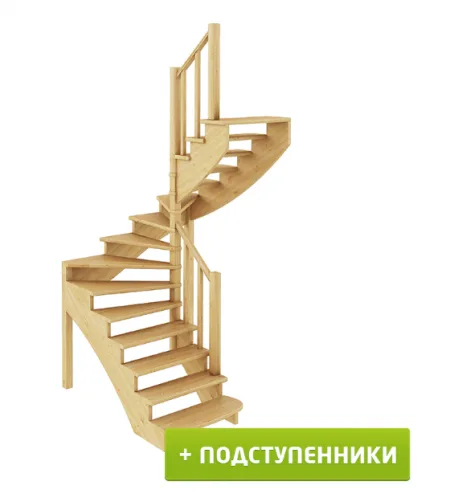 Лестница К-003м/1 с подступенками П сосна