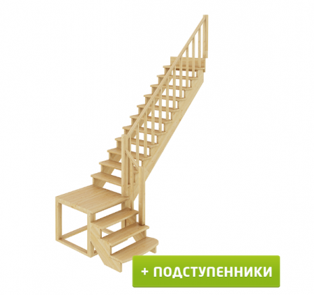 Лестница К-002м/1 с подступенками П бук
